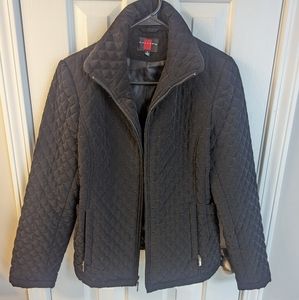 Lined puffer zip up pockets adjustable snow coat wind breaker quilted jacket